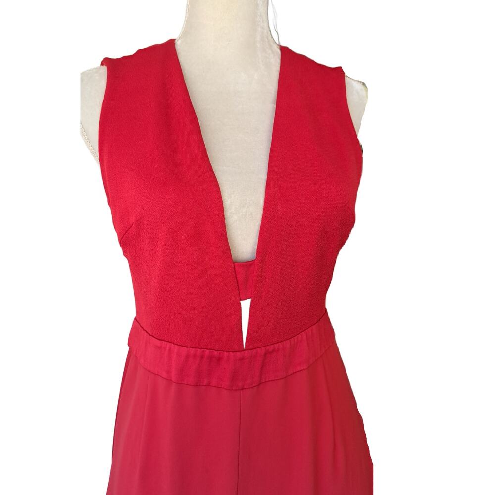 Diane Von Furstenberg Red Plunge V-Neck Jumpsuit - Picture 4 of 13